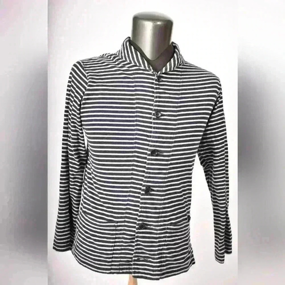 ENGINEERED  GARMENTS Blue Grey Cotton Shawl Collar Nautical Cardigan Small USA - Picture 2 of 10